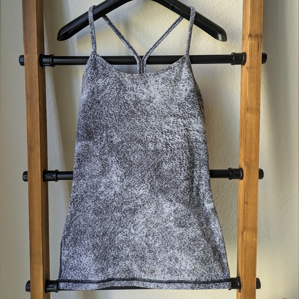 lululemon athletica Gray Speckled Power Y Tank Top - Size 0